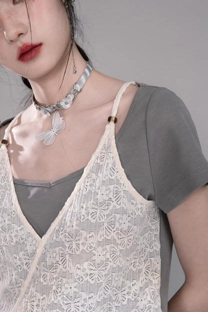 Graue Layering-T-Shirts