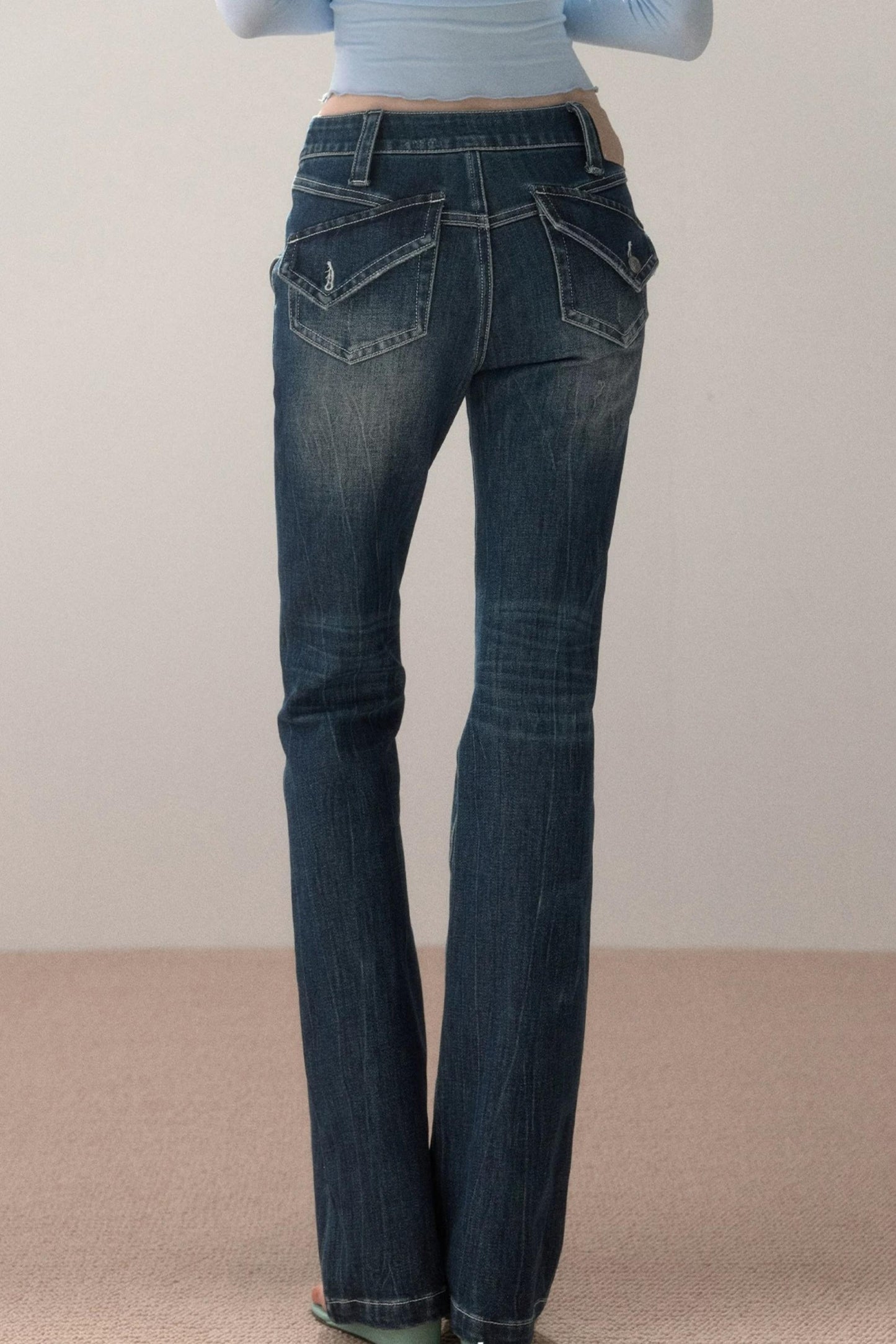 Topstitch Gradient Skinny Jeans