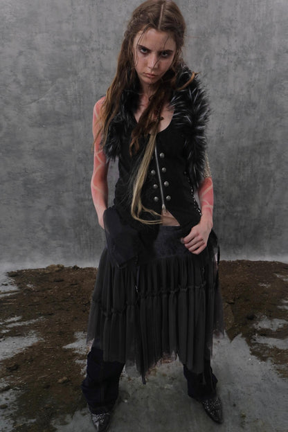 Yarn Stitched Vintage Fur Vest