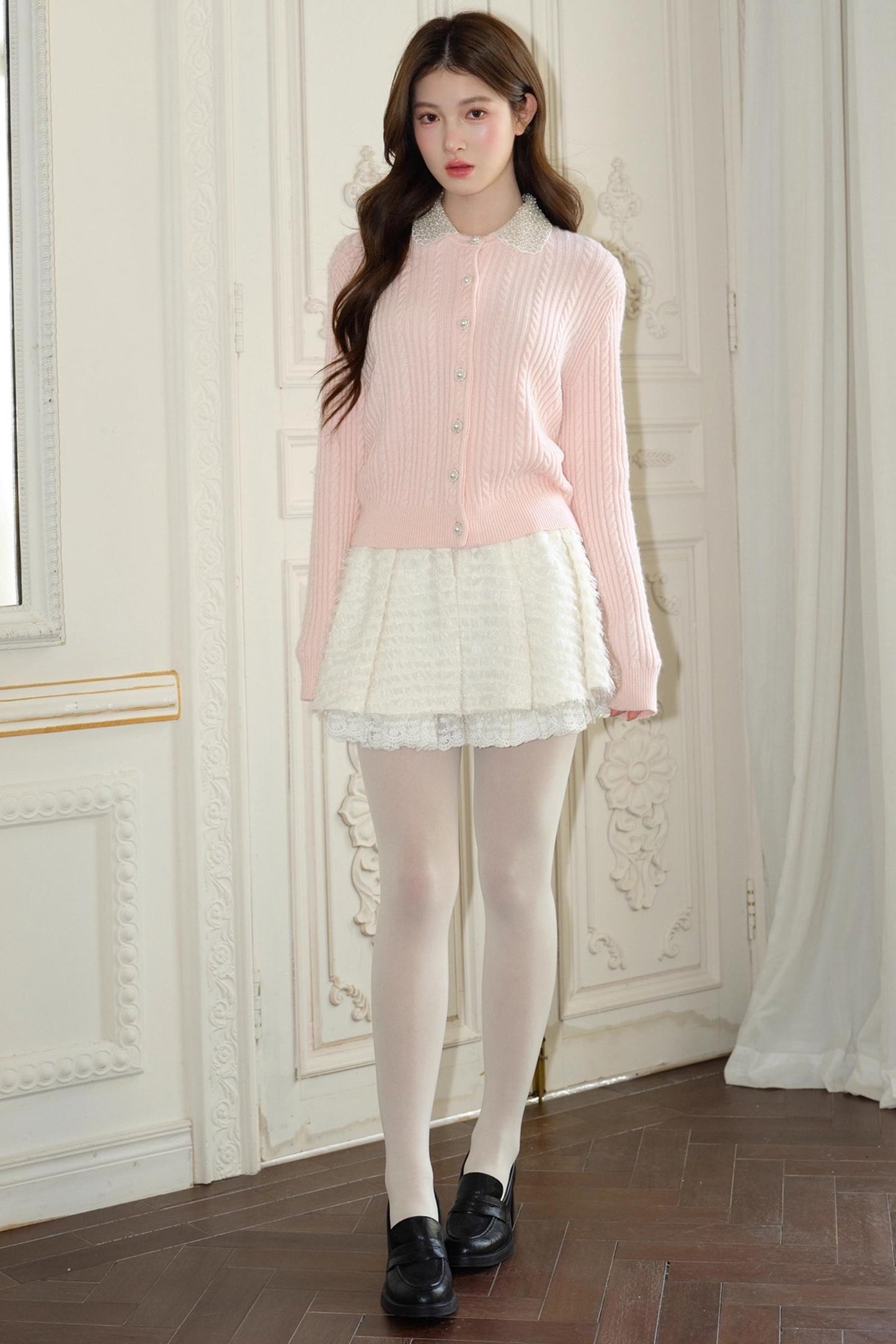 Pink Vintage Rhinestone Cardigan