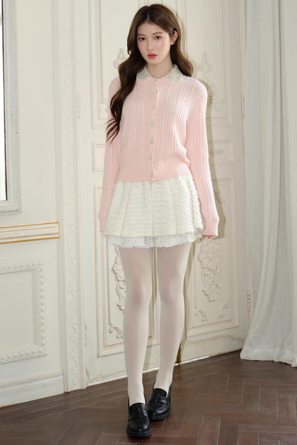 Pink Vintage Rhinestone Cardigan