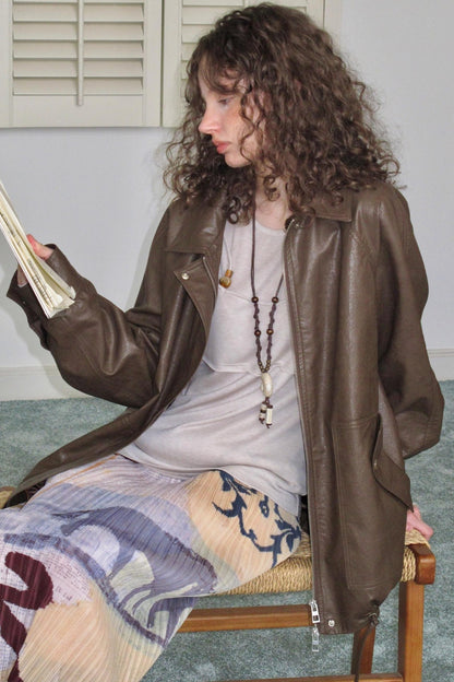 Vintage Matte Coffee Leather Jacket
