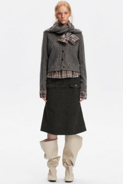 Wool Twist Pattern Cardigan Set-Up