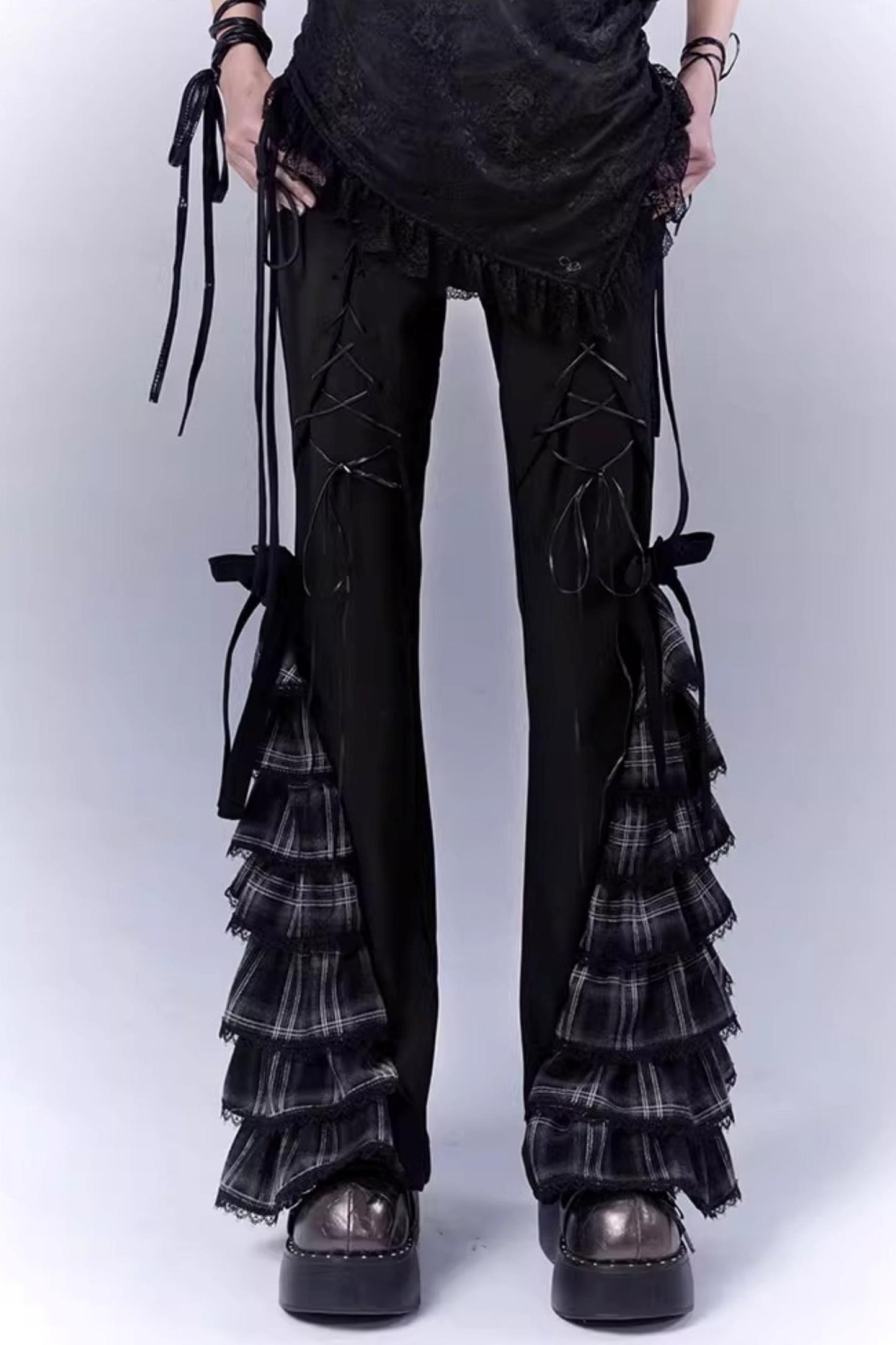 Century Plaid Lace Pants