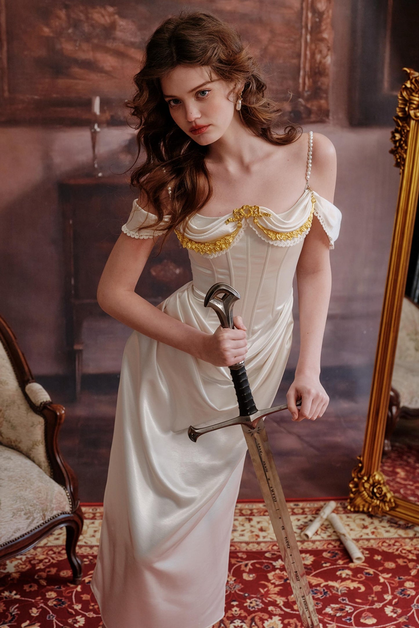 Satin Fishbone Gown Dress Set-Up