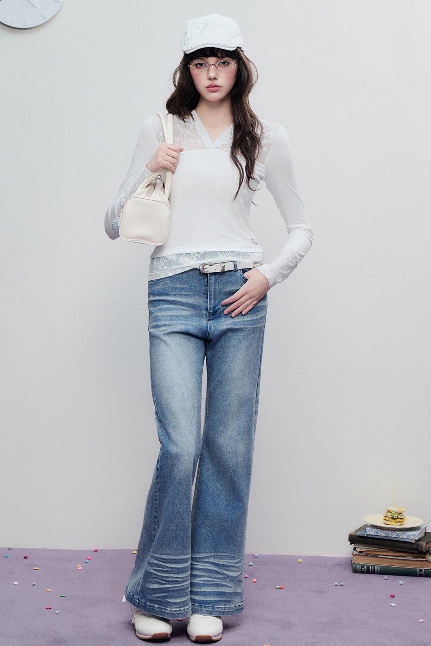 Skeleton Lace Hooded Polo Top