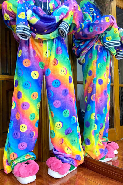 Colorful Smiley Fleece Pants