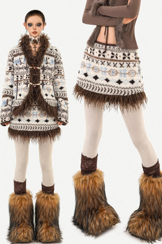 Retro Ethnic Cotton Coat Set-Up