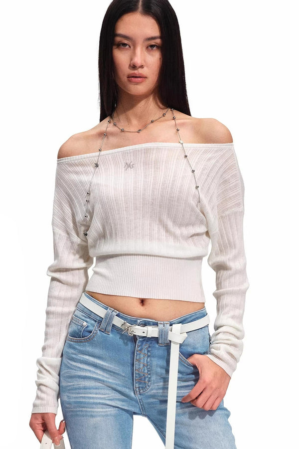 Merino Wool One-Shoulder Knit Top