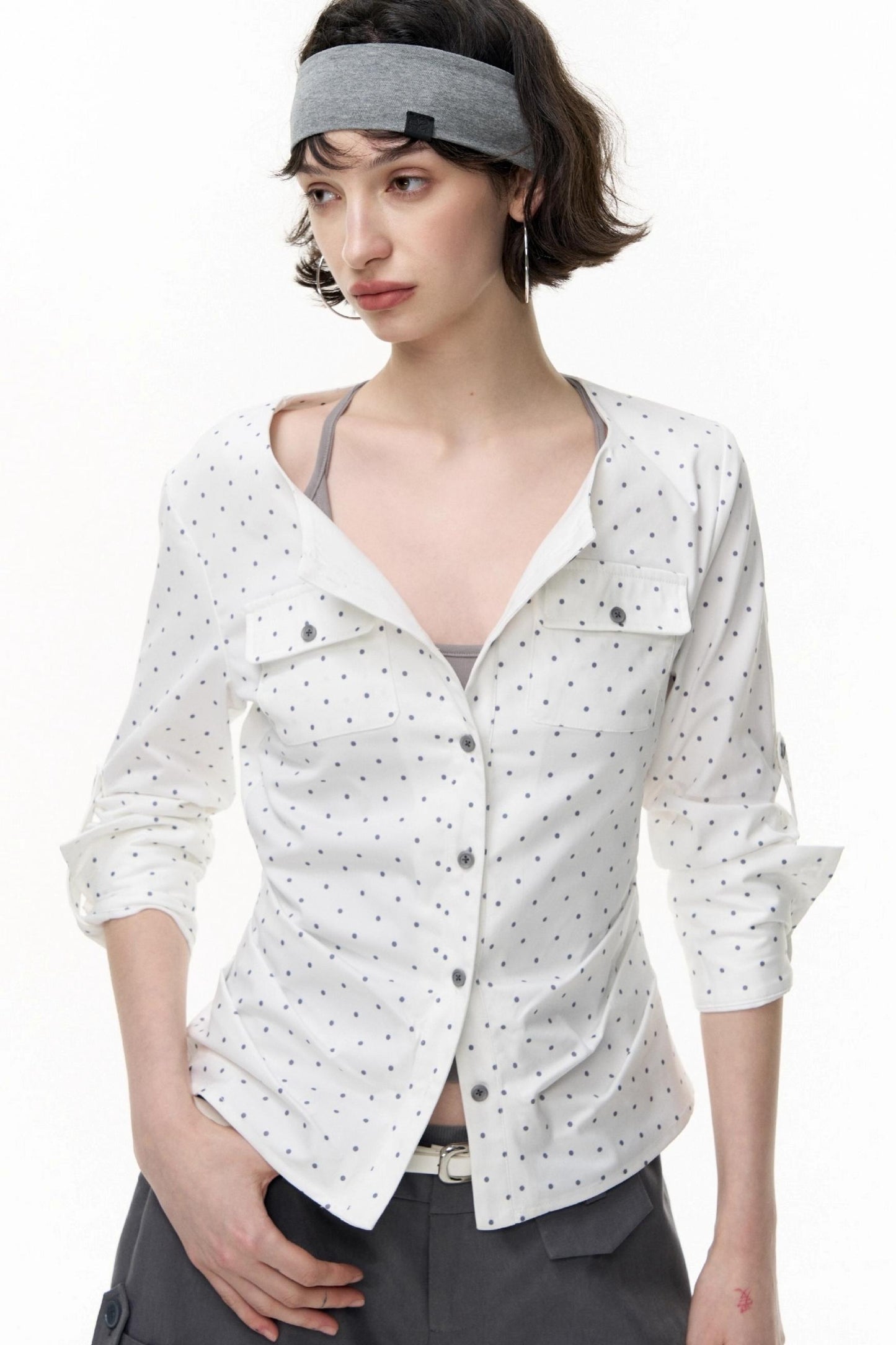 Retro Polka Dot Long Sleeve Shirt