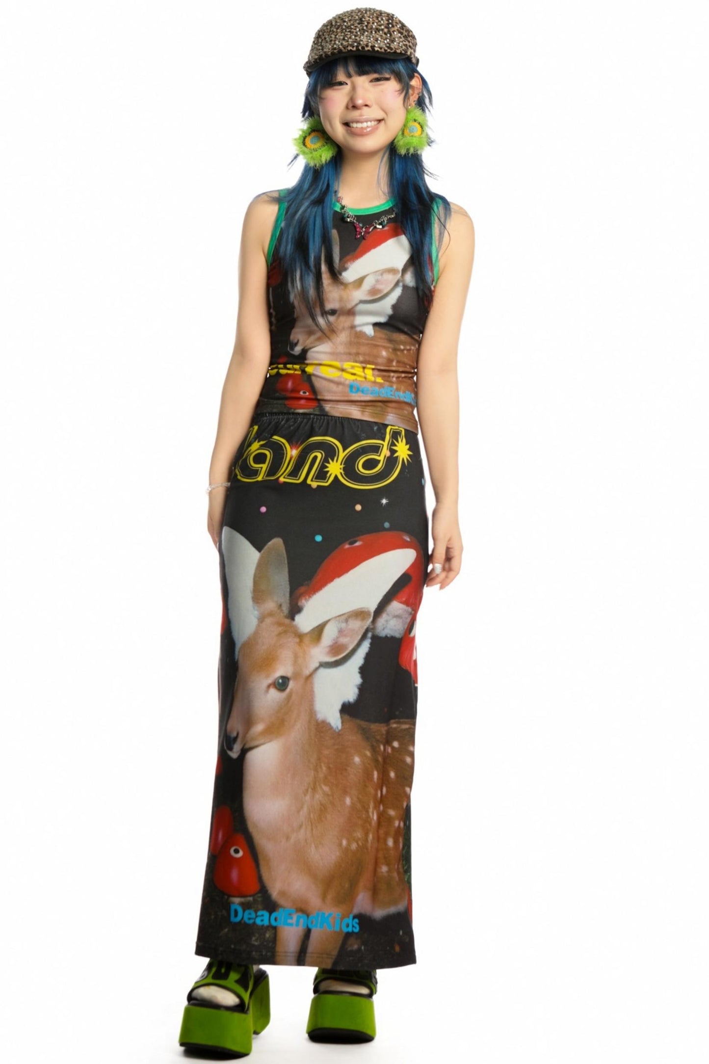 Reversible Print Stretch Casual Maxi Skirt