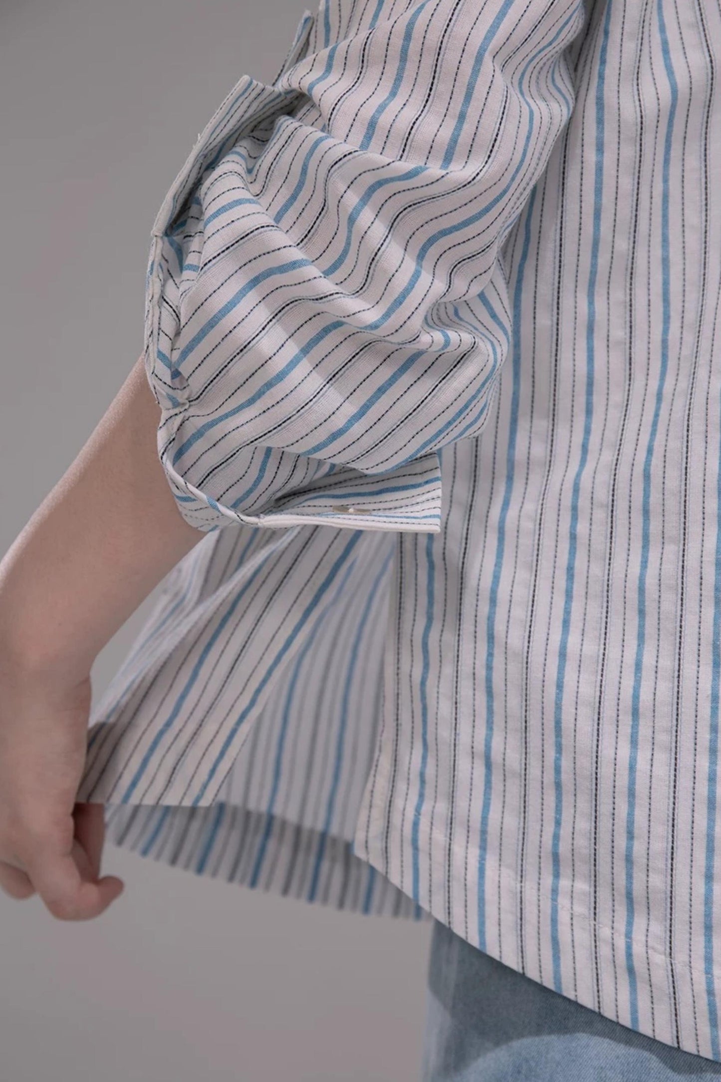 항해풍 소다 블루 스트라이프 탑 세트
