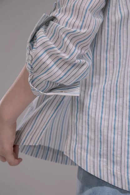 항해풍 소다 블루 스트라이프 탑 세트