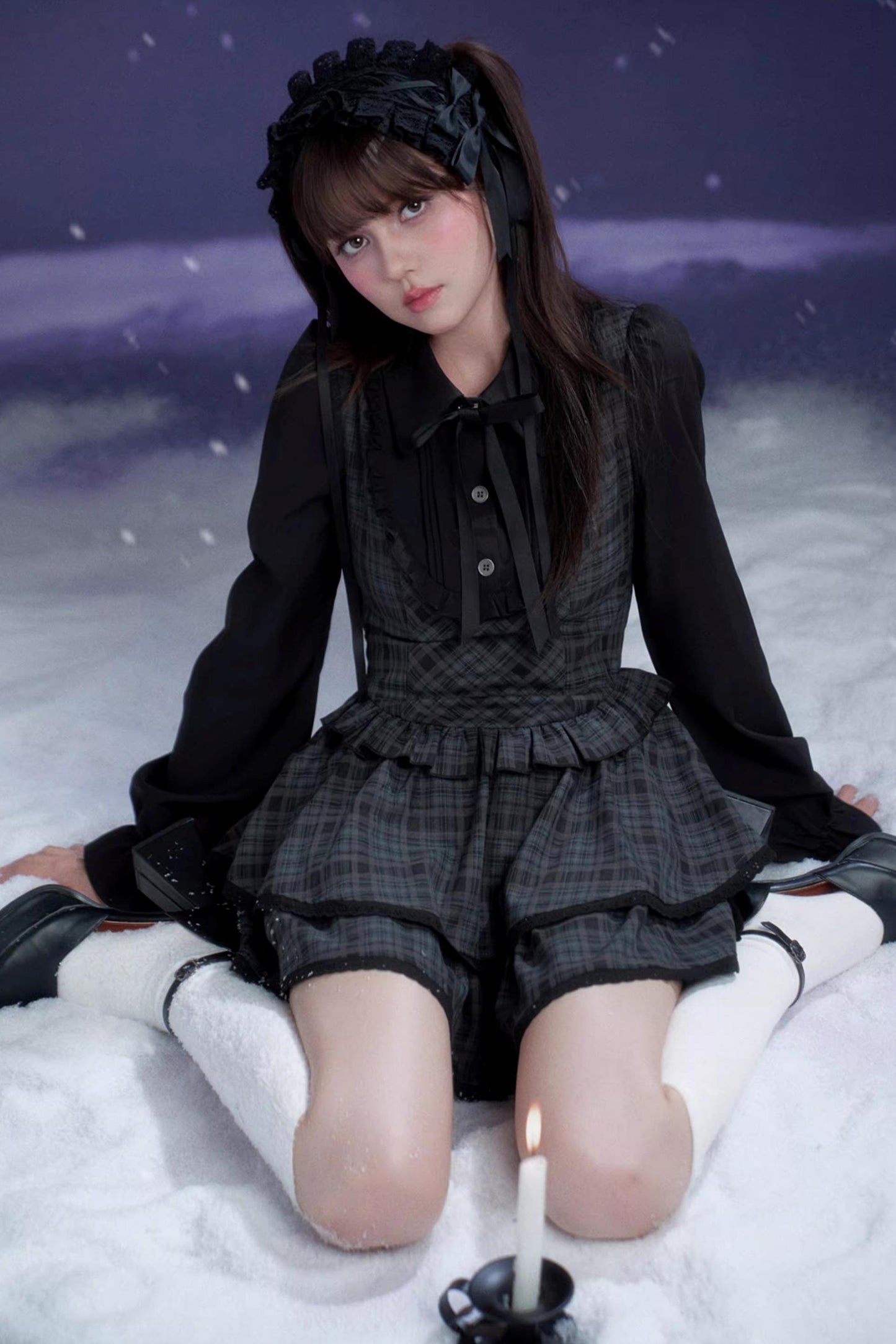 Kariertes Lolita-Winterkleid