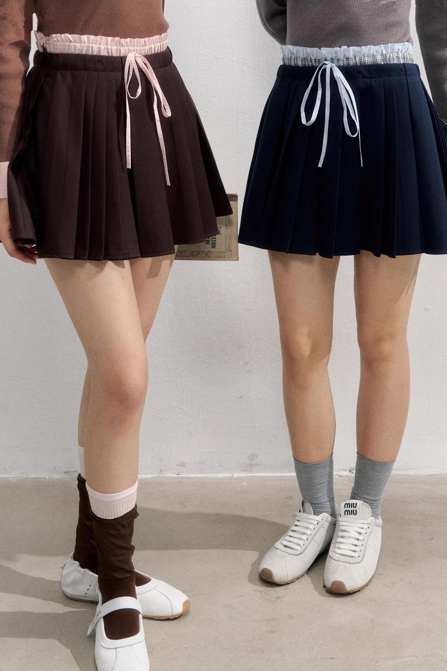 Spliced Waist Collegiate Skirt