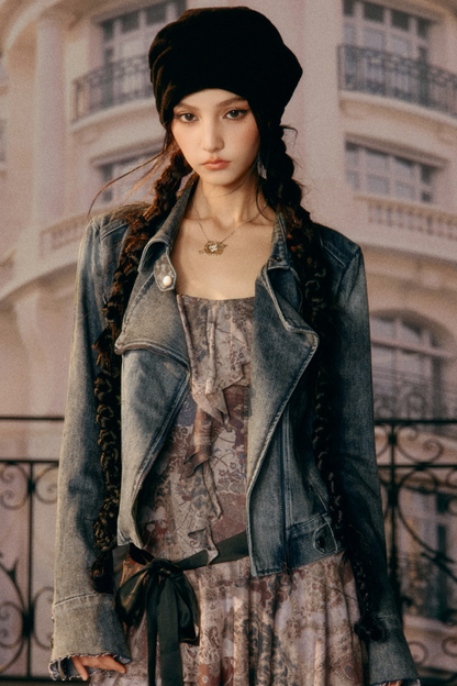 Vintage Süßes Denim-Jacke