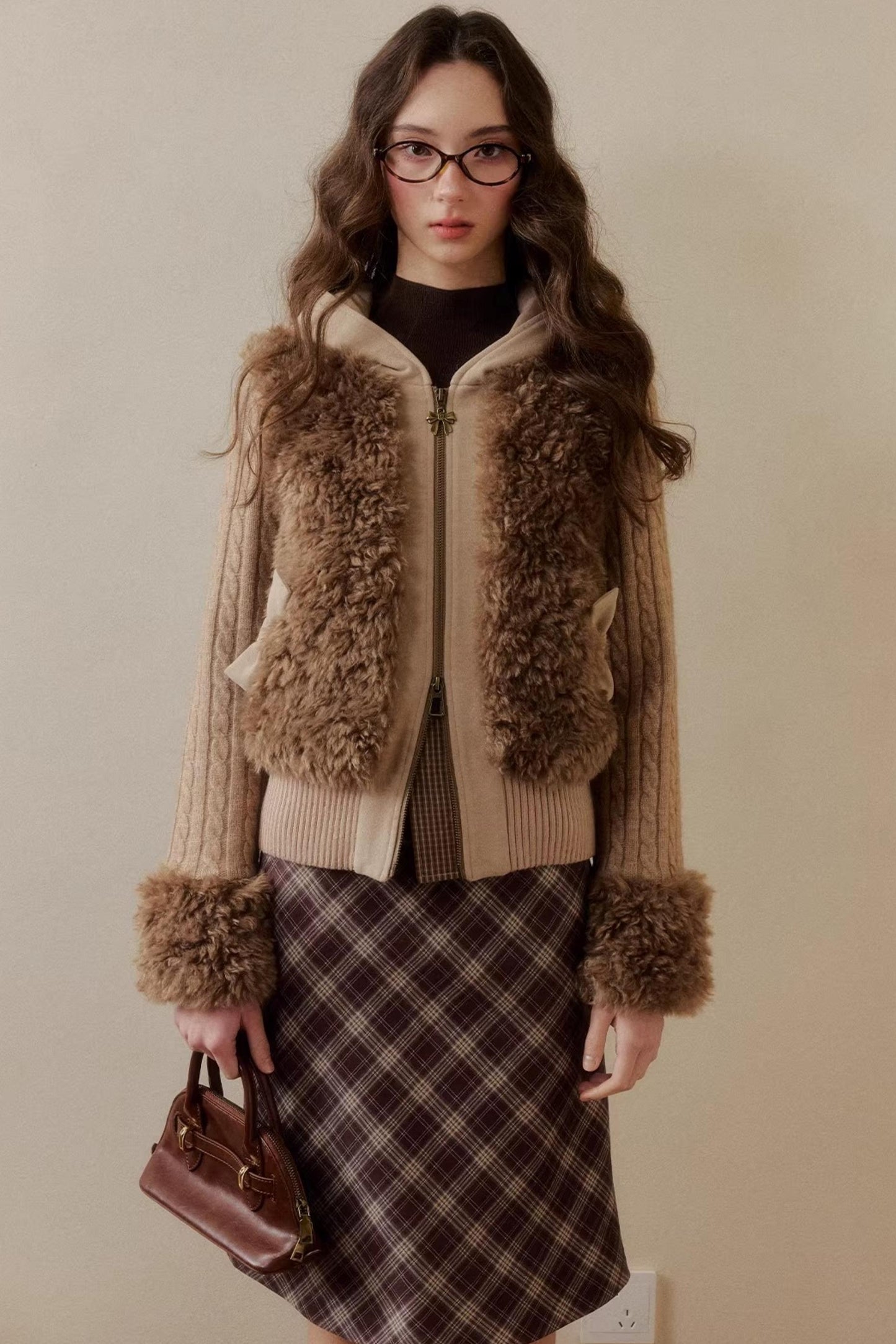 Eco-Friendly Fur Patchwork Jacket