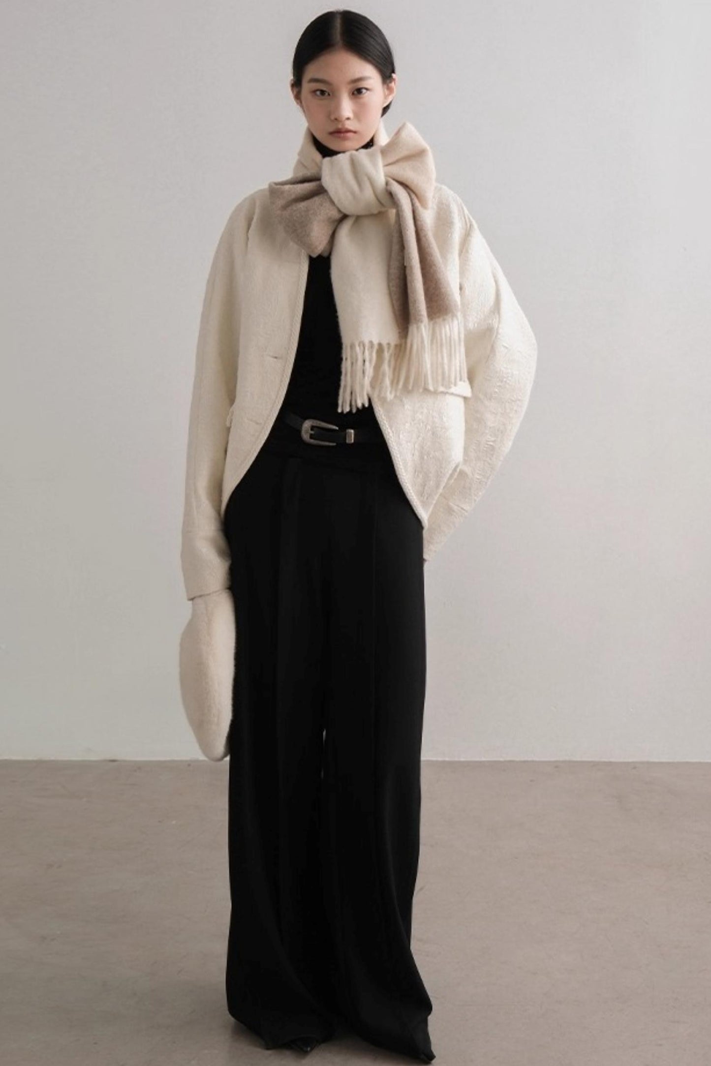 Color-Block High Neck Knit Top