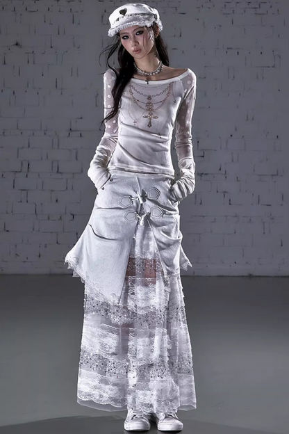 Barock beflockte Stickerei-Bluse