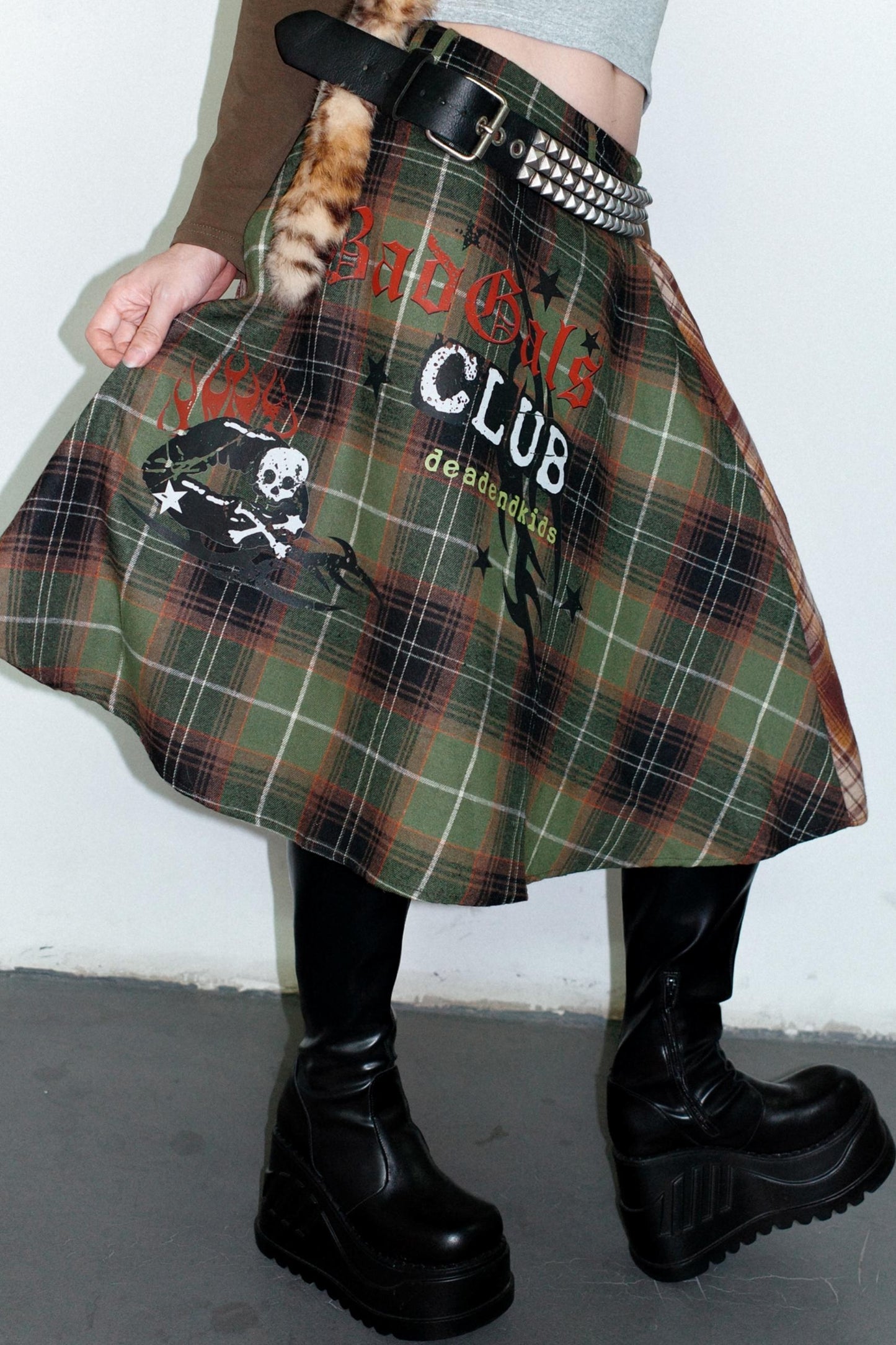 Punk Plaid Layered Skirt