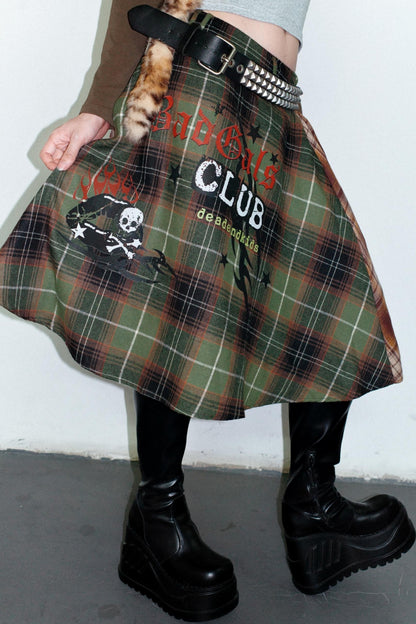 Punk Plaid Layered Skirt