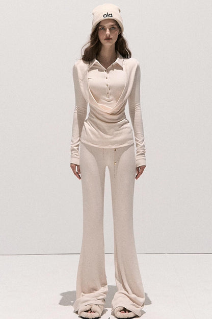 Soft Crew Neck Knitwear Bootcut Trouser Set-Up