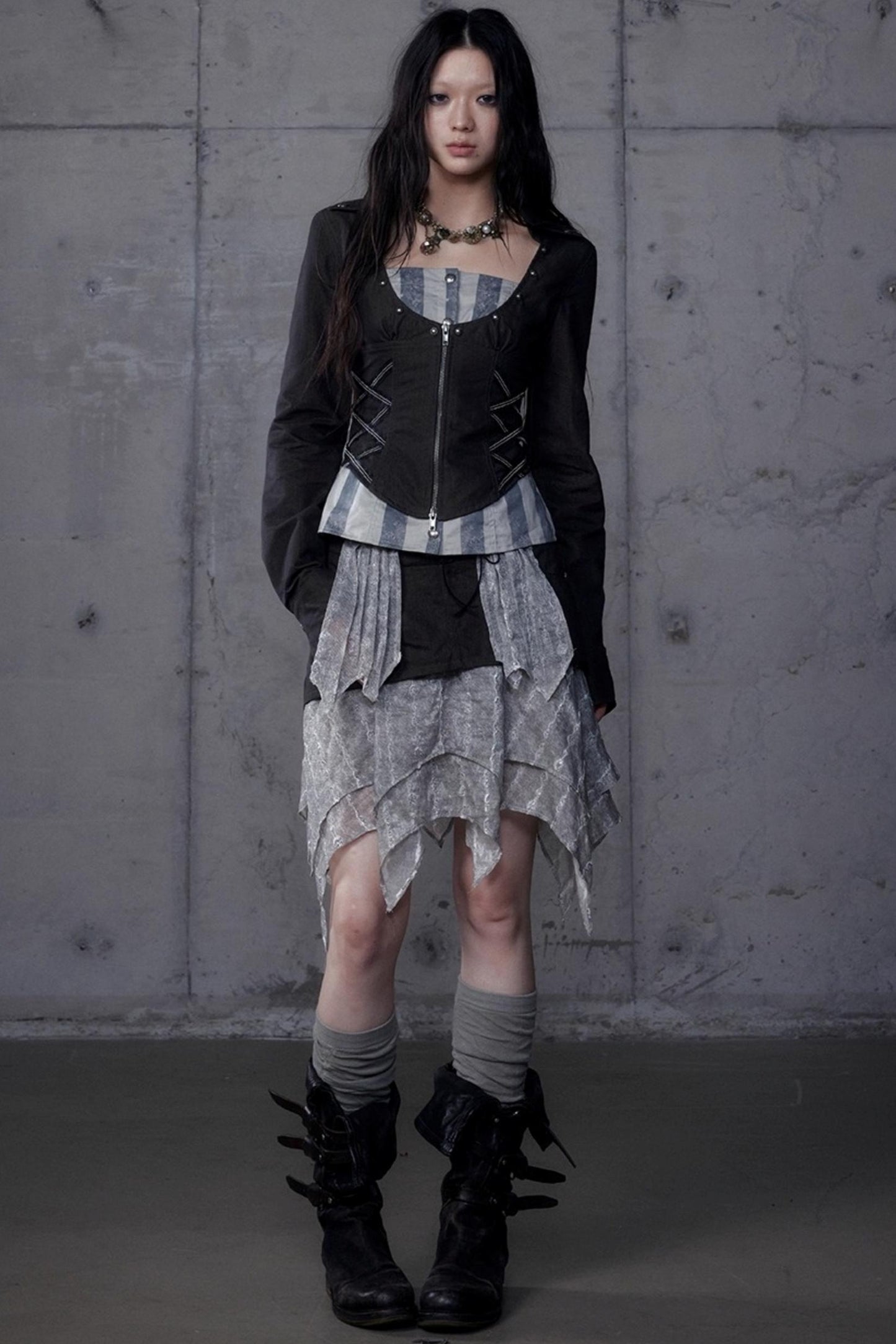 Vintage Punk Court Slim Print Long-Sleeved Shirts