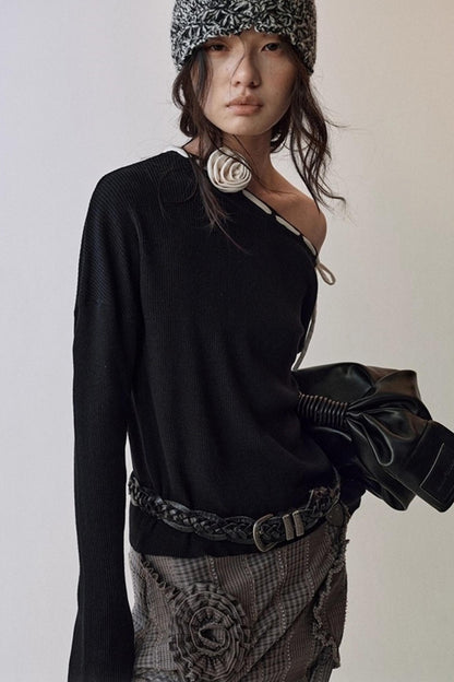 Rose Cross-Collar Knitwear