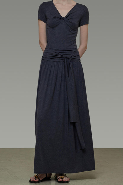 Draped Knit Tee Skirt Set-Up