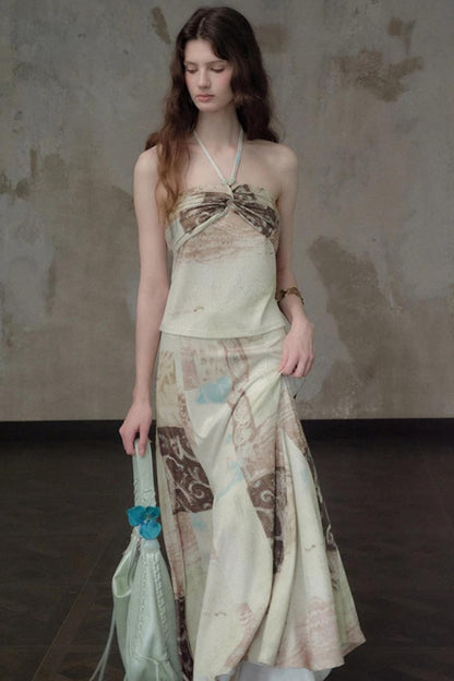Artistic Jacquard Knit Skirt