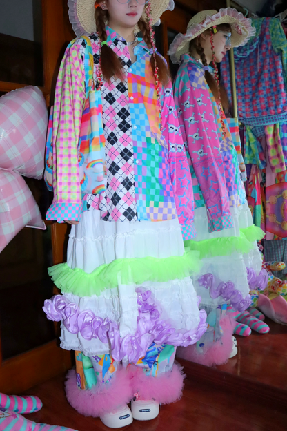 Colorful Patchwork Harajuku Blouse