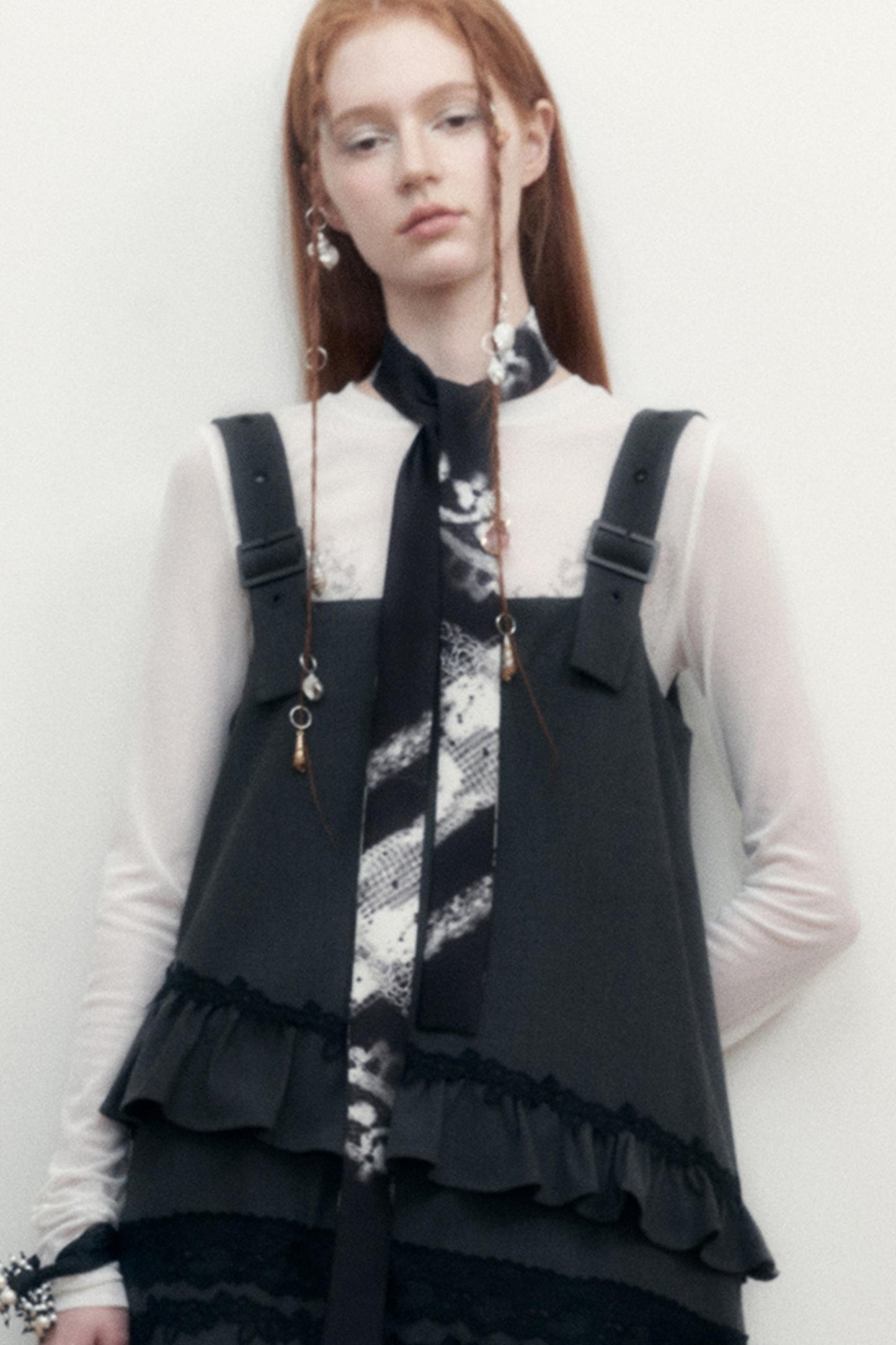 Black White Silk Tie