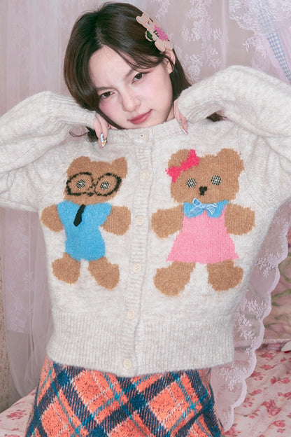 Peach Heart Plush Knit Cardigan