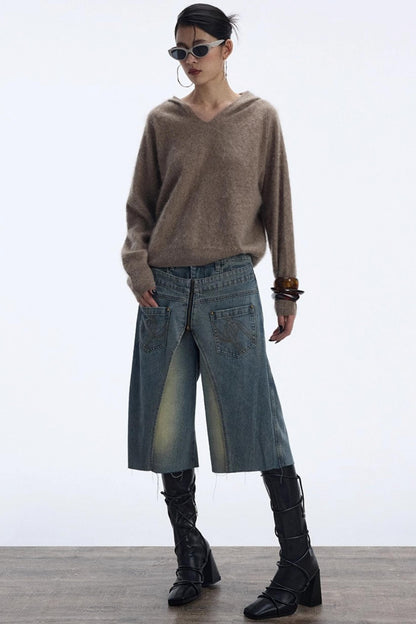 Distressed Denim Shorts