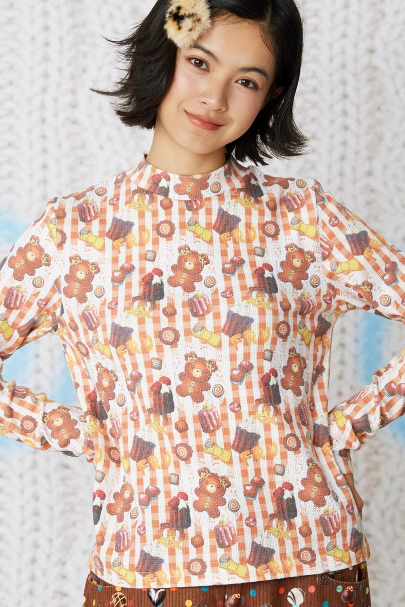 Cookie Print Waffle Top