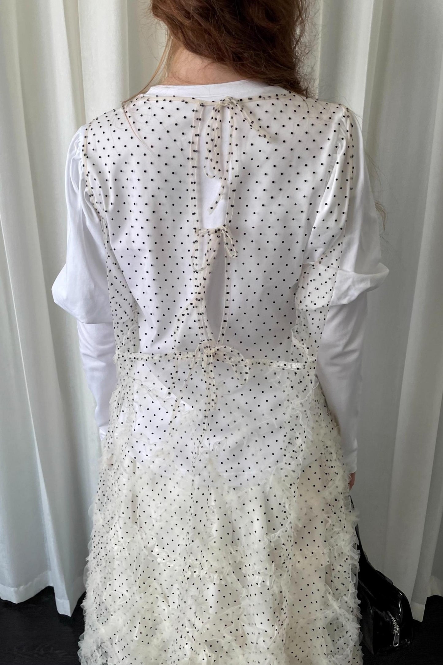 Lace Mesh Polka Dot Flocked Sundress