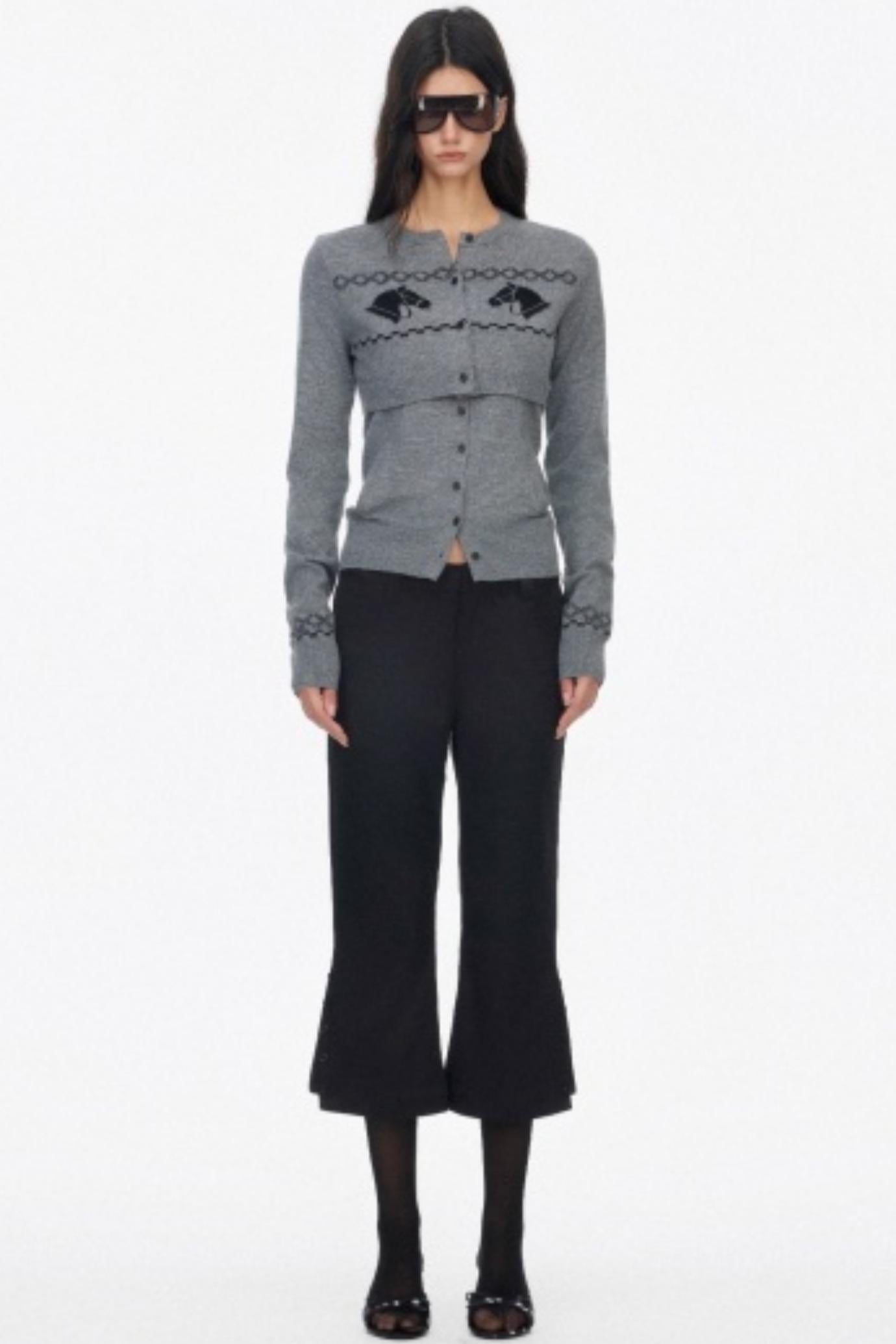 Two Piece Wool Knit Cardigan Set-Up