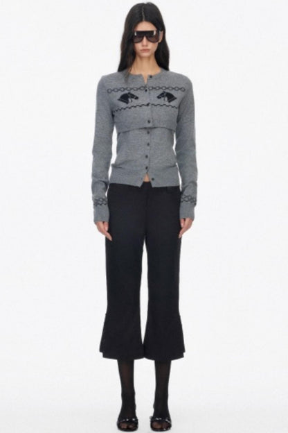 Two Piece Wool Knit Cardigan Set-Up