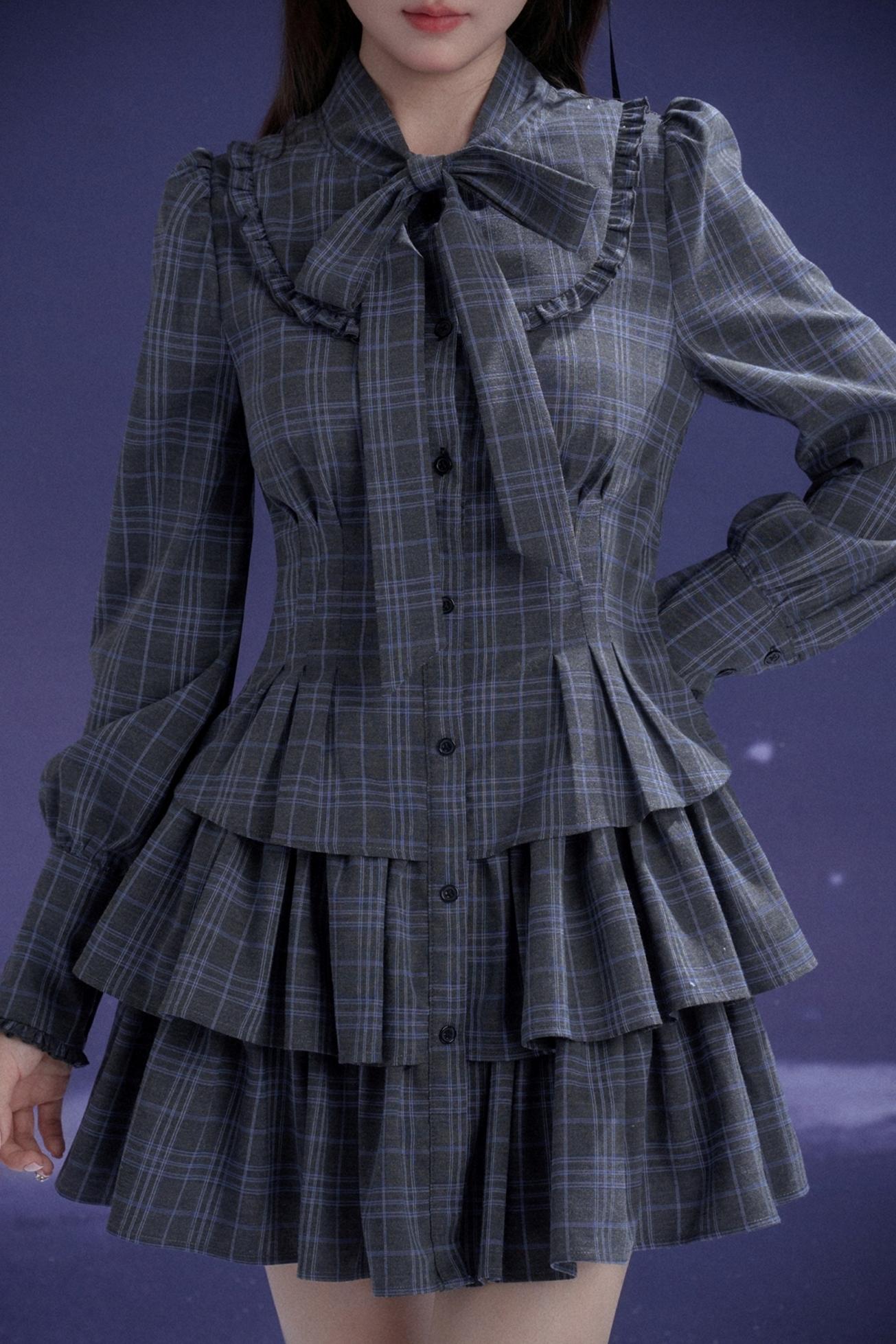 Twilight Plaid Gray Dress