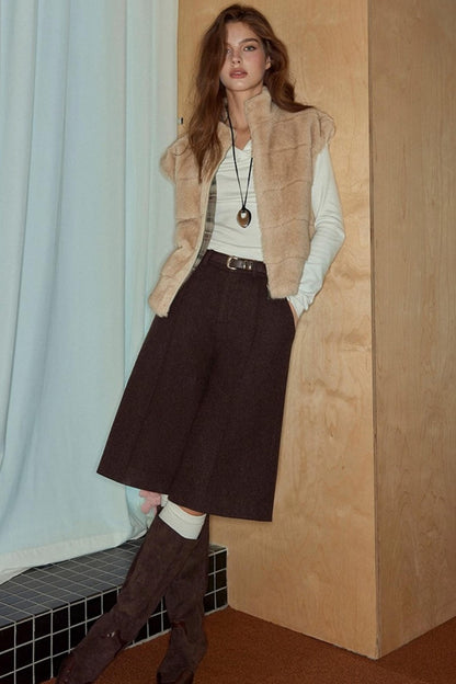 Stand-Up Collar Reversible Fur Vest