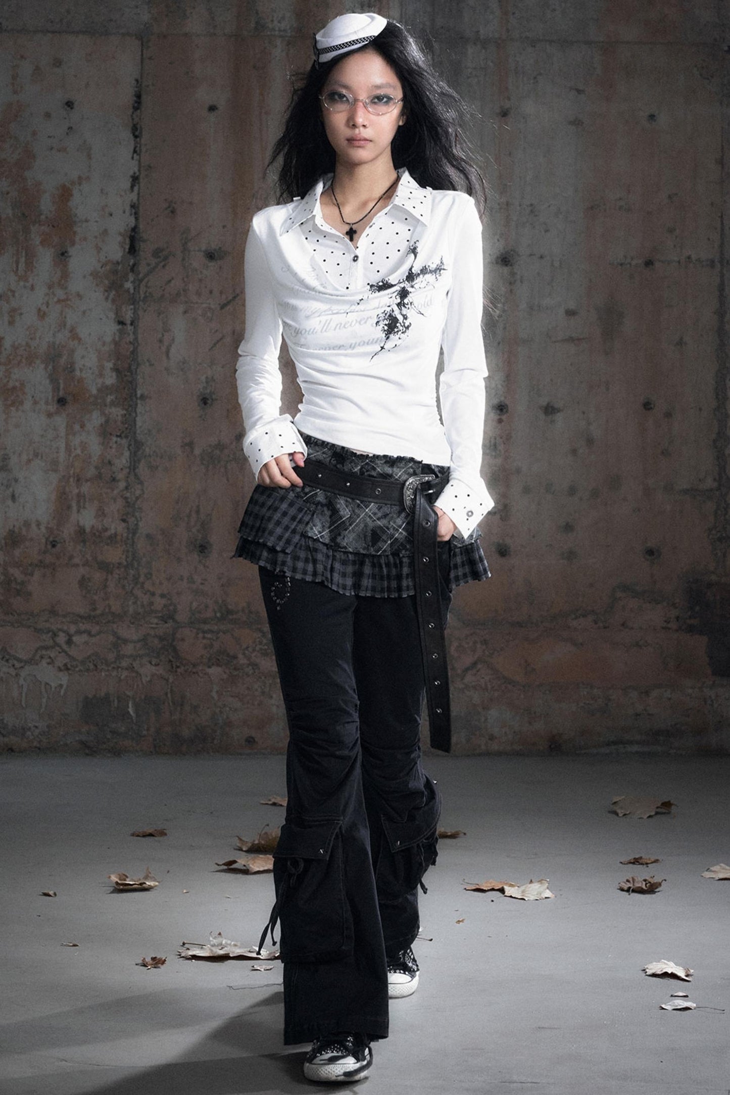 Swing Collar Long Sleeve Shirt