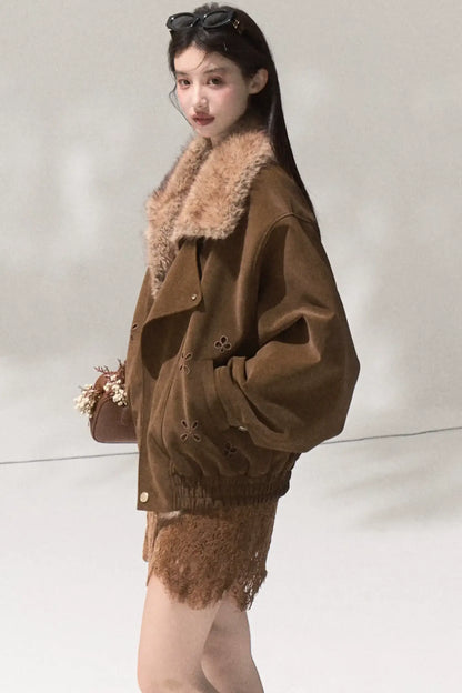 Heavy Velvet Lace Short Dress