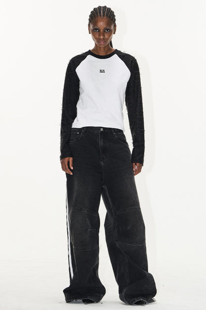 Relaxed Color-Block Jeans