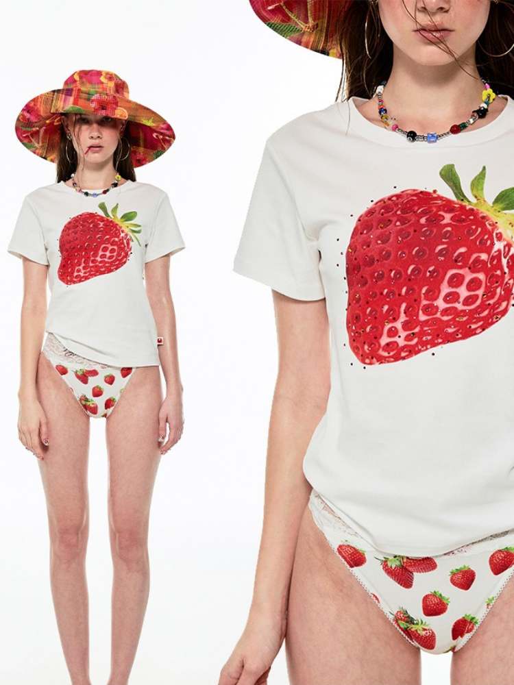 Summer Fruit Printed Loose T-Shirt