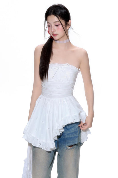 Hollow Lace Halter Top Jeans Set-Up