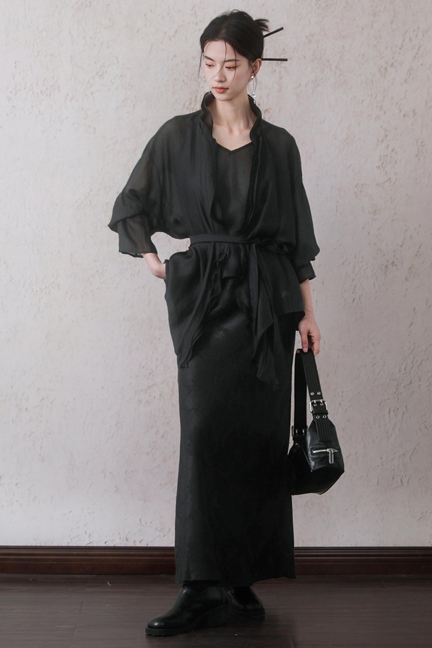 Elegant Sheer Black Two-Piece Set