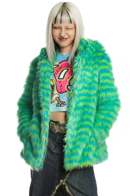 Green Fur Hooded Jacket