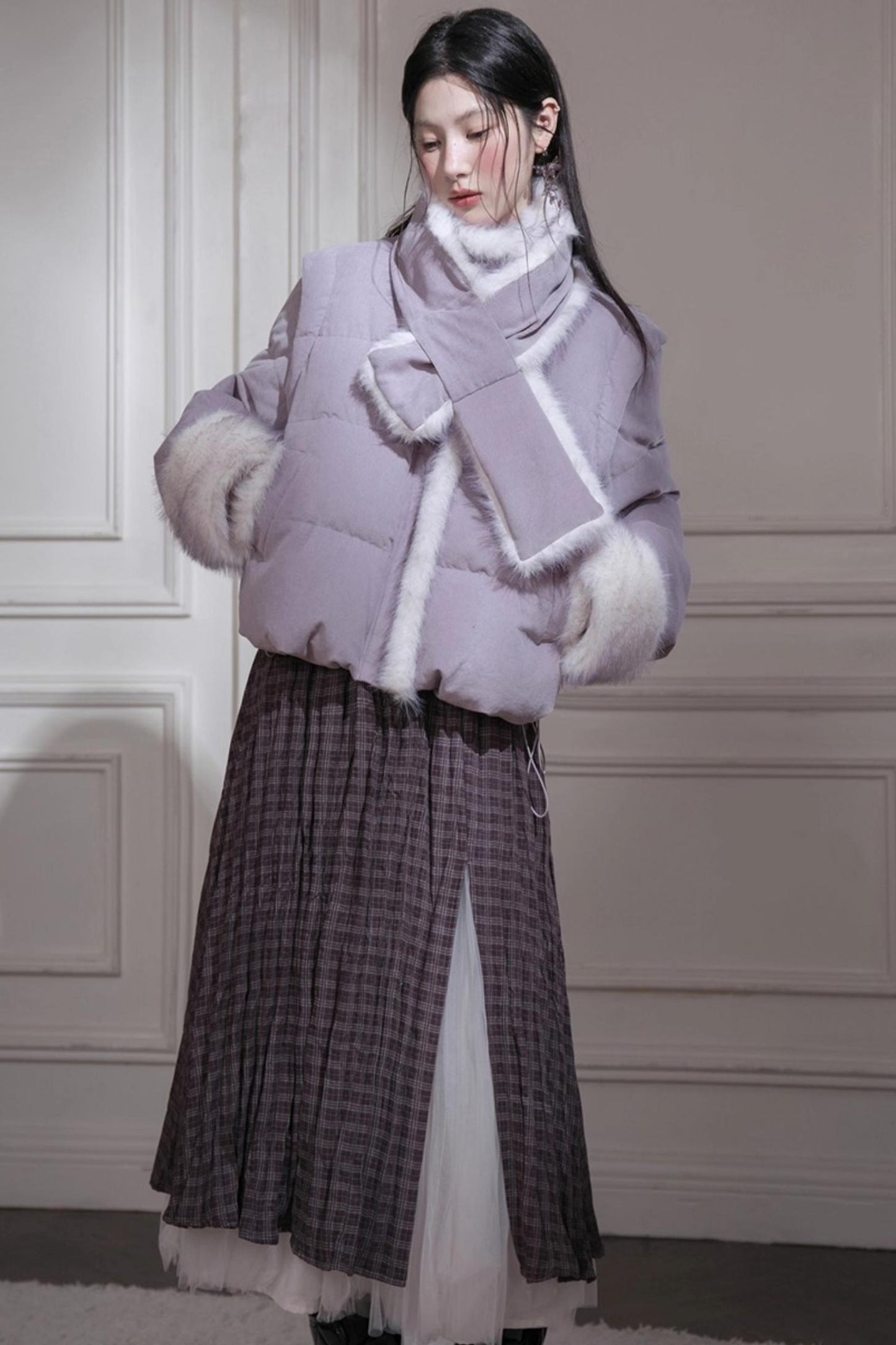 Romantic Pleated Plaid Skirt