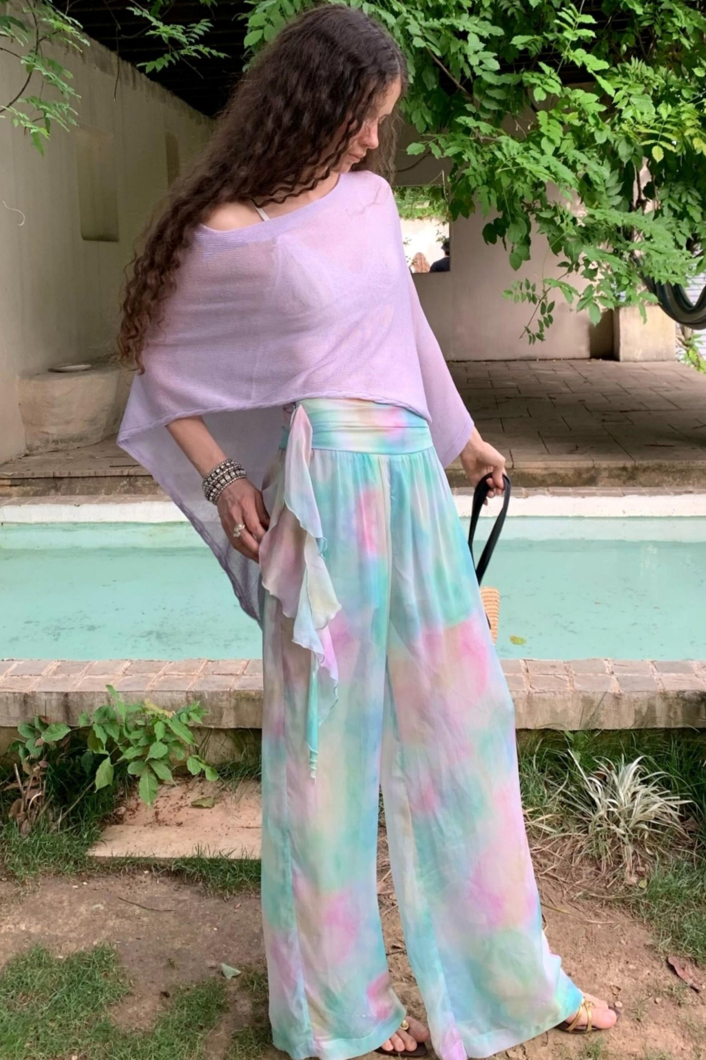 Rose Silk Chiffon Skirt Set-Up