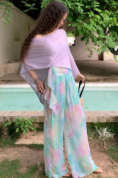 Rose Silk Chiffon Skirt Set-Up